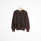 Vintage Italian Wool Sweater Mens Medium - Burgundy Checkered Lightweight Red