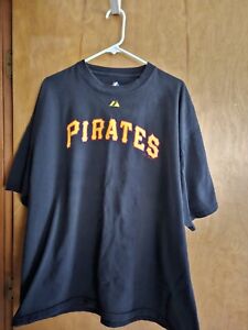 Pittsburgh PIRATES Black MLB Baseball Majestic T Shirt ~ Size 2XL