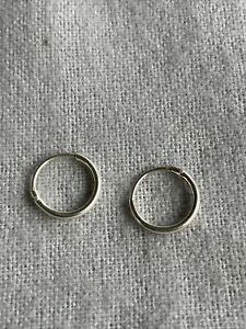 Vintage 925 Sterling Silver 6mm (3/8”) Hollow Hoop Earrings 0.3 Grams ~ J35