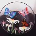 Gorgeous Wm McGrath Fused Glass Plate Butterfly Flower Floral Summer Multi-Color