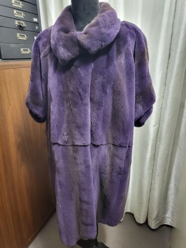 Lubert De Cologne Size XL Purple Sheared Mink Fur Short Sleeve Waist Jacket Coat