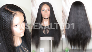 100% Human Hair Ready To Wear Coarse Yaki Straight 13x6 HD Kinky Edge Lace Wig