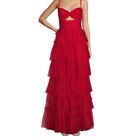 Blondie Nites Front Cut-Out Sweetheart Neck Ruffled Tulle Tiered Prom Dress SZ 9
