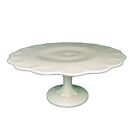 Indiana Glass Vintage 1950s White Fluted Milk Glass Cake Stand