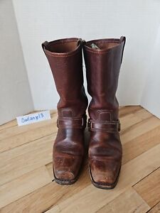 Frye Belted Harness Brown Leather Motorcycle Moto Engineer Boots Men's 9.5 M