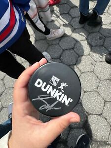 Adam Graves signed Rangers / Dunkin Donuts squishy puck at Playoff Palooza 2024
