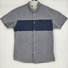 RVCA Button Up Shirt Mens XL Short Sleeve Blue Gray Casual Striped Preppy