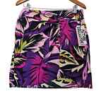 Future Collective Botanical Mini Skirt Womens Size 10 Purple Faux Wrap Twist Zip