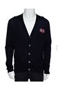 GUCCI  GG Embroidered Wool Cardigan Knitted Top Navy Size Medium Retail $899 NWT