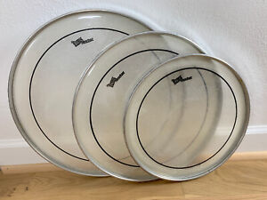 Set of 3x 12 14 16-inch Drum Heads RIMS Headset Remo PTS Pinstripe 80s 90s Vtg