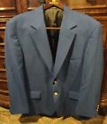 VTG Academy Award Clothes Mens 44S Bright Blue Wool Blazer Jacket w/Gold Buttons