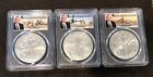lot of 3 pcgs graded unc silver eagles 2020,21,22
