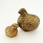 Vintage Solid Brass Quail Pheasant Birds Set of 2 Paperweight
