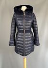 Ted Baker Coat Yandle Navy down quilted Parka faux fur hood trim SIZE 2 UK 10