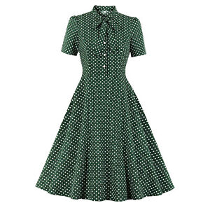 Women's Elegant Vintage Rockabilly Dress For Women 1950s Style Polka Dot Swing