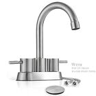 Brushed Nickel 4in Centerset Bathroom Sink Faucet 3Hole Vanity Mixer with Drain