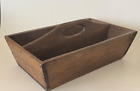 Antique Wooden Utensil Cutlery Tool Box Caddy Tray Handle Primitive Rustic 12.5”