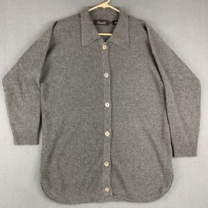 Camile Sweater Cardigan Womens M 100% Cashmere Gray Long Sleeve VTG Long Luxury