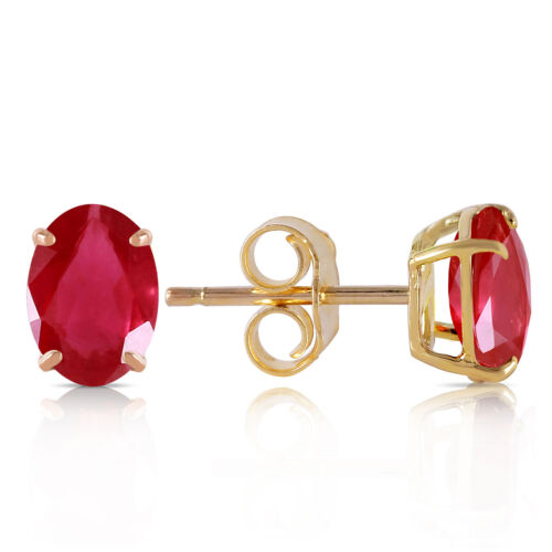 14K Gold 1.80ct Ruby Oval Stud Earrings