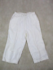 Flax Engelhart Pants Womens Medium Linen White Elastic Waist Cropped
