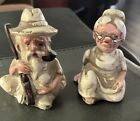 Vintage Rustic Old Man and Woman Salt & Pepper Shakers - 2-1/2