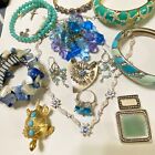 11 Sterling Silver Shades Of Blue Rhinestone Crystal Lucite Mixed Jewelry Lot