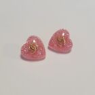 2pc Set 17mm Chanel ButtonsResin material, pink glitter color, heart...