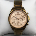 Fossil Chronograph Watch Unisex 39mm Rose Gold Tone BQ3036 New Battery 7.75