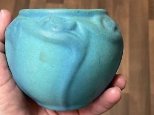 New ListingAntique Van Briggle Green Blue Pottery Vase Bowl Colorado Springs ~Early 1900's