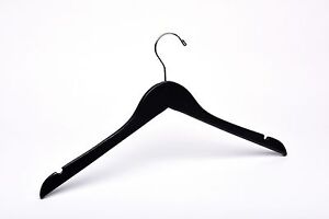Adult Matte Black Wooden Top Hanger with Silver Hook (Box of 50)