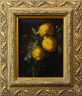 Still Life of Lemons & Cherries | 19th Century Antique Still Life Oil Painting