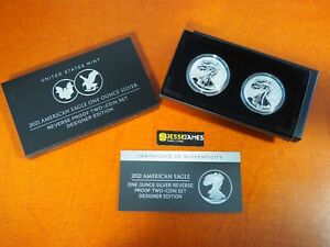 IN STOCK: 2021 W & S REVERSE PROOF SILVER EAGLE 2 COIN DESIGNER EDITION SET 21XJ