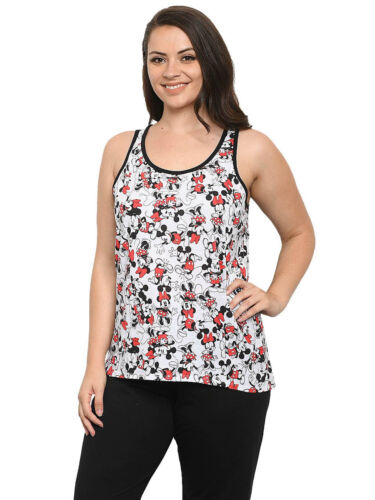 Minnie Mickey Mouse All-Over Print Tank Top Shirt Women's Plus Size