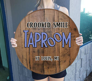 Personalized Custom Funny Beer Sign on Whiskey Barrel Top Wall Art Home decor