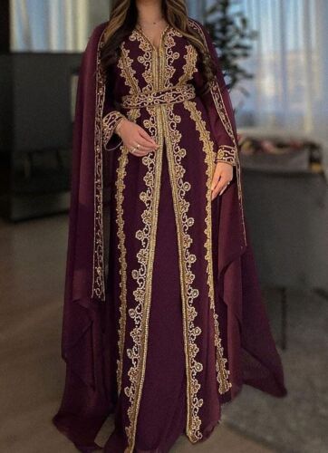 Royal Moroccan Islamic Kaftan Arabic Vary Fancy Abaya Jilbab Jalabiya Women Dres