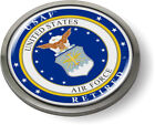 U.S. AIR FORCE RETIRED 3D Domed Emblem Badge Car Sticker Chrome ROUND Bezel