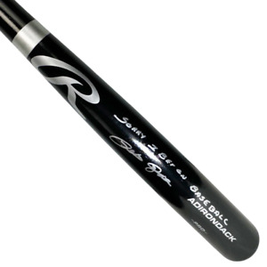 Pete Rose Signed Sorry I Bet on Baseball Inscription Rawlings Black Baseball Bat