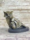 SOLID BRONZE STYLISED OWL STATUE SCULPTURE ART ABSTRACT SIGNED STATUE
