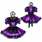 Sissy girl Sexy Maid satin lockable mini Dress Cosplay Costumes tailor-made