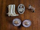 Vintage Jewelry Lot of 5 Brooches  Acrylic And Silvertone J4