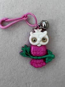 Vintage 1980s Plastic Bell Charm Pink Googly Owl Branch For 80s Necklace RETRO