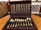 New ListingEstate Sale Goldtone Flatware Service For 12, with Case