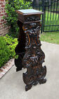 Antique French Pedestal Plant Stand Marble Top Carved Oak 48