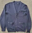 J. Crew Men's Navy Blue Cotton Cashmere V-Neck Cardigan Sweater Size Small