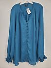 Torrid Women's Blue Georgette Smocked Blouson Sleeve Blouse Top Size 3