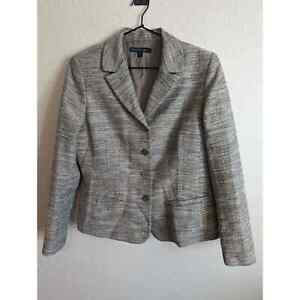 Lafayette 148 Womens Sz 3 Suit Jacket Blazer Taupe Gray Tweed 3 Button