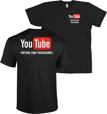 YouTube Channel CUSTOM URL Shirt Front & Back Print - MORE COLORS