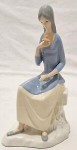 New ListingVintage Woman with Bird Porcelain Figurine ~ 10.5