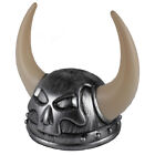 Adult Plastic Nordic Warrior SILVER Viking Helmet Costume Hat with Skull & Horns
