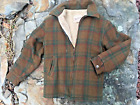 Vintage WOOLRICH Mackinaw Plaid Brown Mens Medium Fully Lined Zip Front Jacket